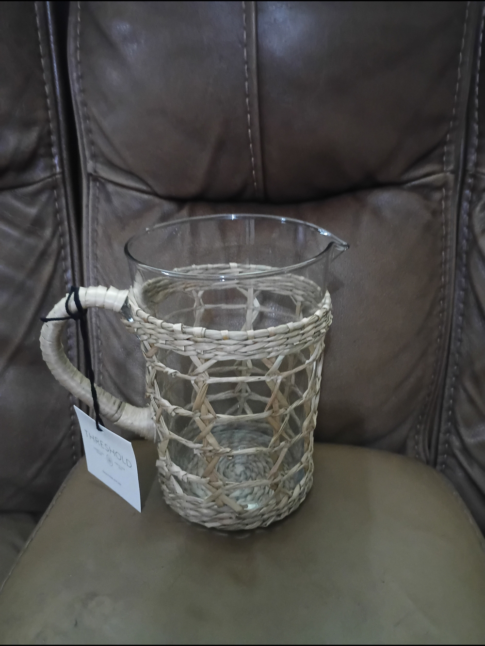 Threshold Clear Glass Pitcher with Natural Woven Rattan Sleeve